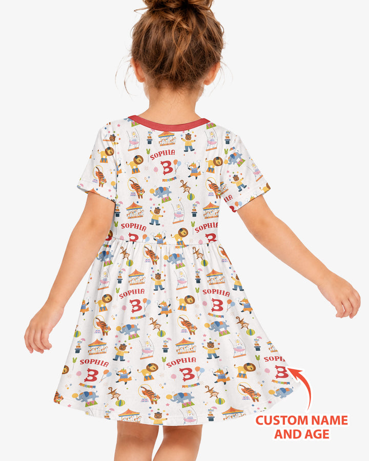 Custom Name Birthday Circus Bamboo Twirl Dress