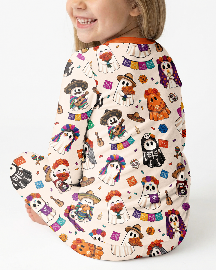 Dia De Los Muertos Mexican Ghost Bamboo Two Piece Long Sleeve Pajama Set