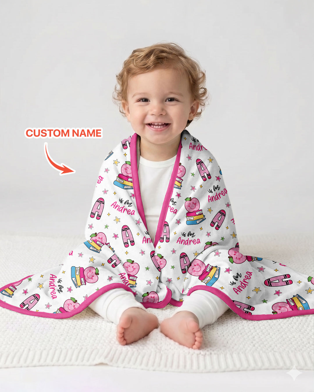 Custom Name Crayon Alphabet Bamboo Blanket