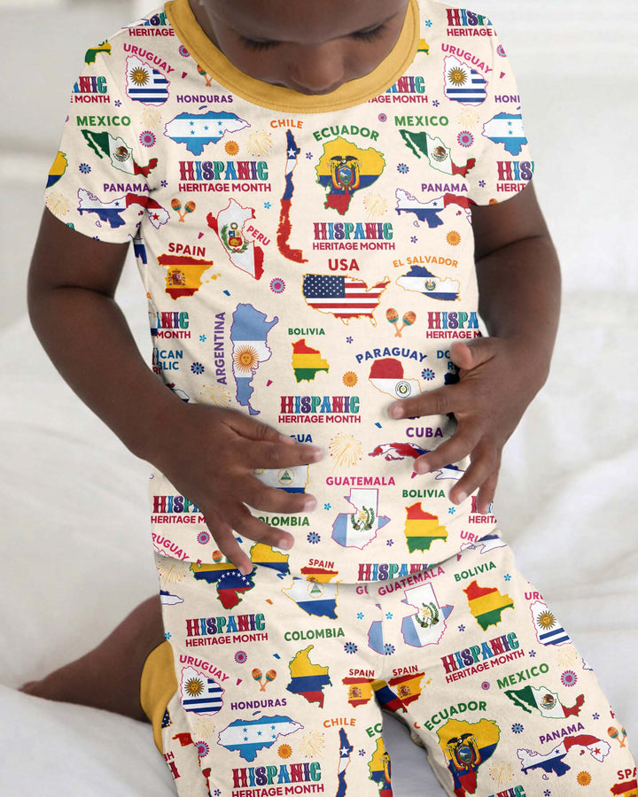 Hispanic Heritage Month Country Flags Bamboo Two Piece Short Sleeve Pajama Set