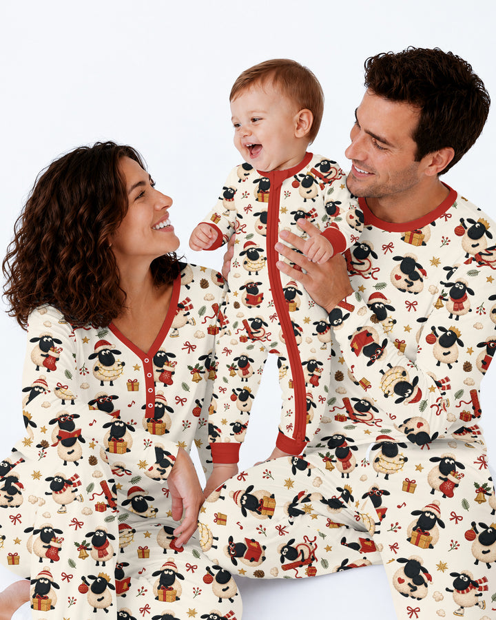 Festive Holiday Sheep Bamboo Men's Pajama Set