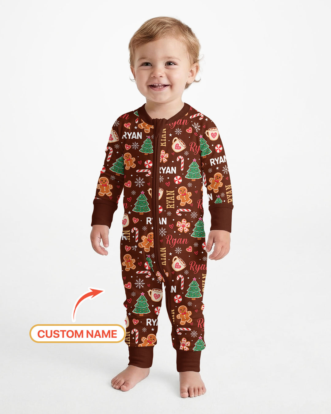 Custom Name Christmas Crew Family Matching Bamboo Convertible Zippy