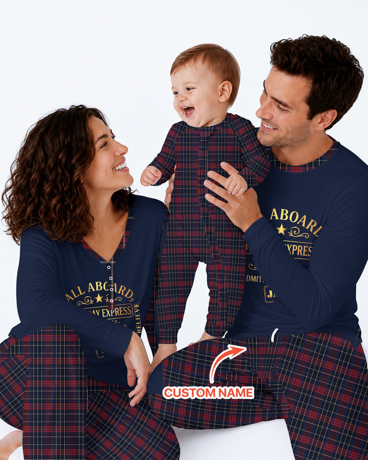 Custom Name North Pole Plaid Bamboo Men's Pajama Set