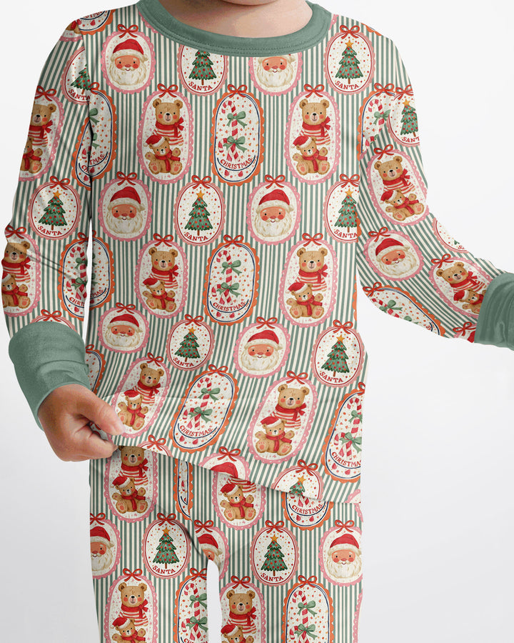 Vintage Christmas Keepsakes Bamboo Two Piece Long Sleeve Pajama Set