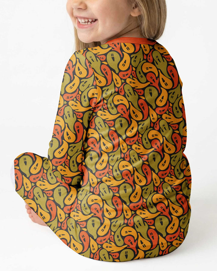Retro Haunts & Happy Boos Bamboo Two Piece Long Sleeve Pajama Set
