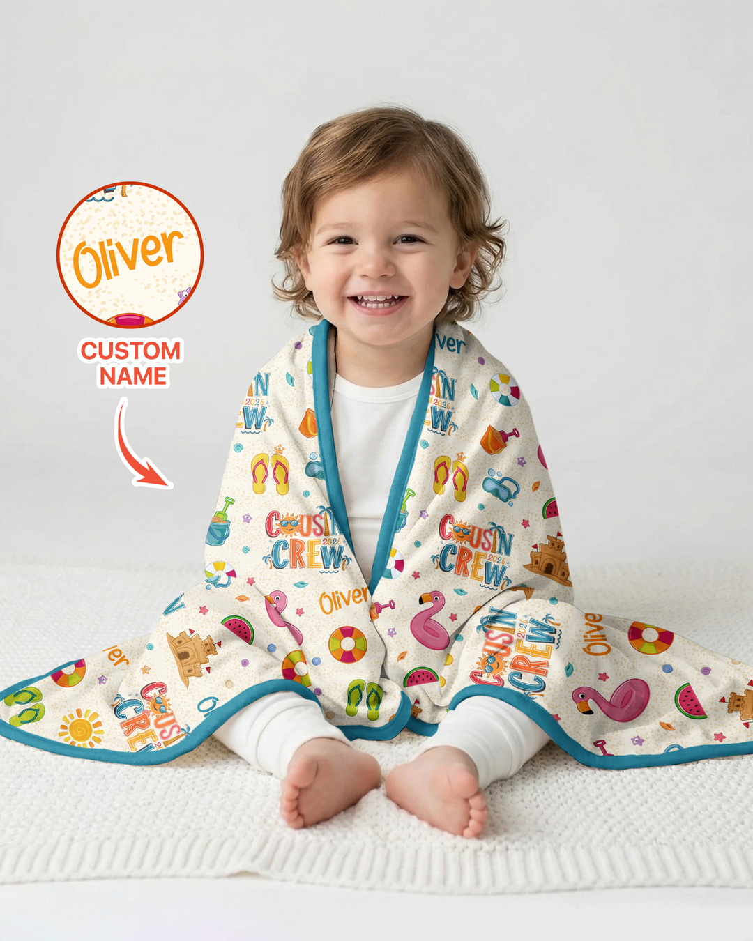 Custom Name Summer 2026 Cousin Crew Bamboo Blanket