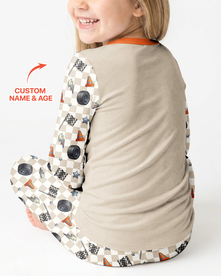 Custom Race Car Bamboo Two Piece Long Sleeve Pajama Set