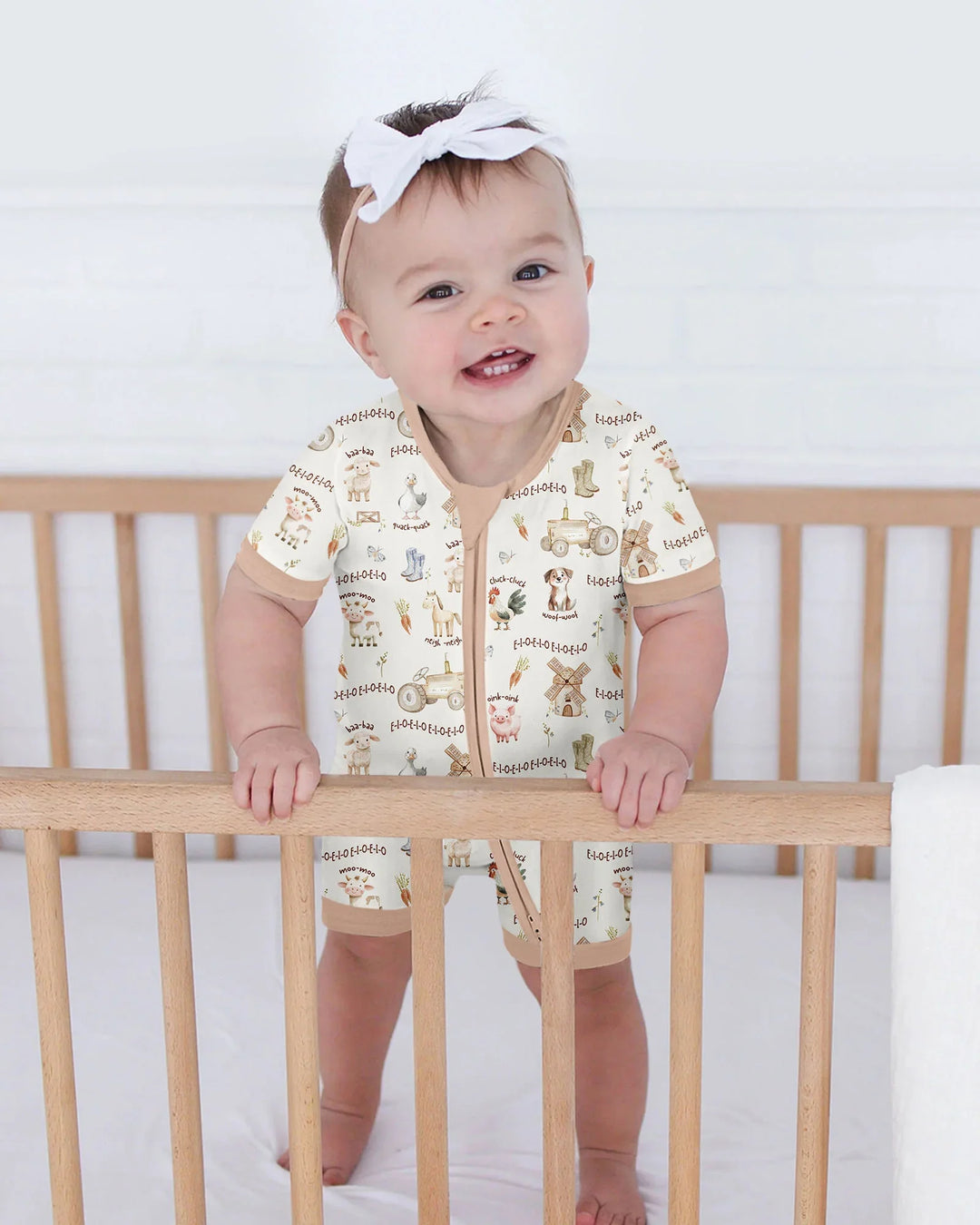 Old McDonald Farm Family Matching Bamboo Shorty Zippy