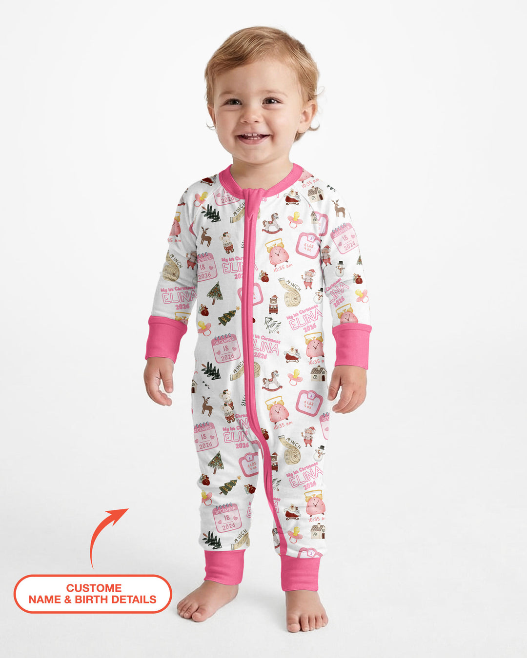 Personalized Baby's First Christmas Bamboo Convertible Zippy