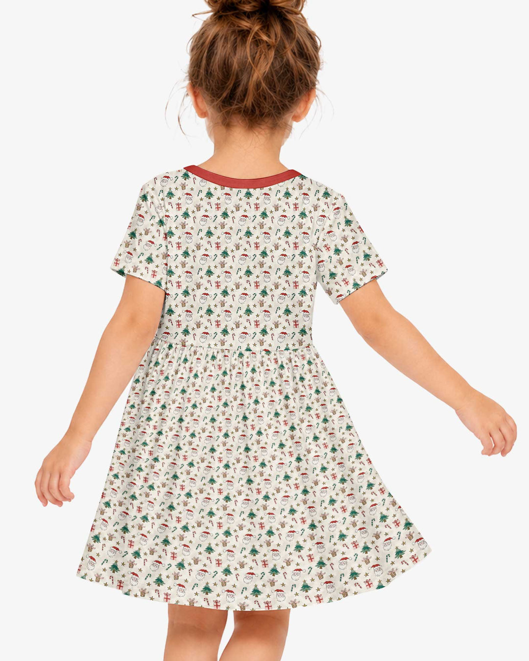 Vintage Santa Christmas Doodles Bamboo Twirl Dress