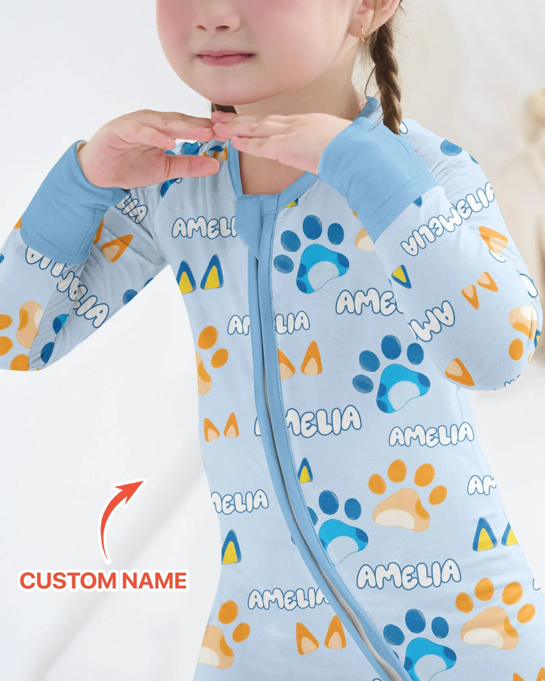 Custom Name Favourite Blue Dog Family Matching Bamboo Convertible Zippy