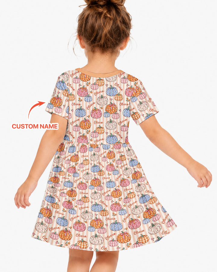 Custom Name Pumpkin Patch Bamboo Twirl Dress