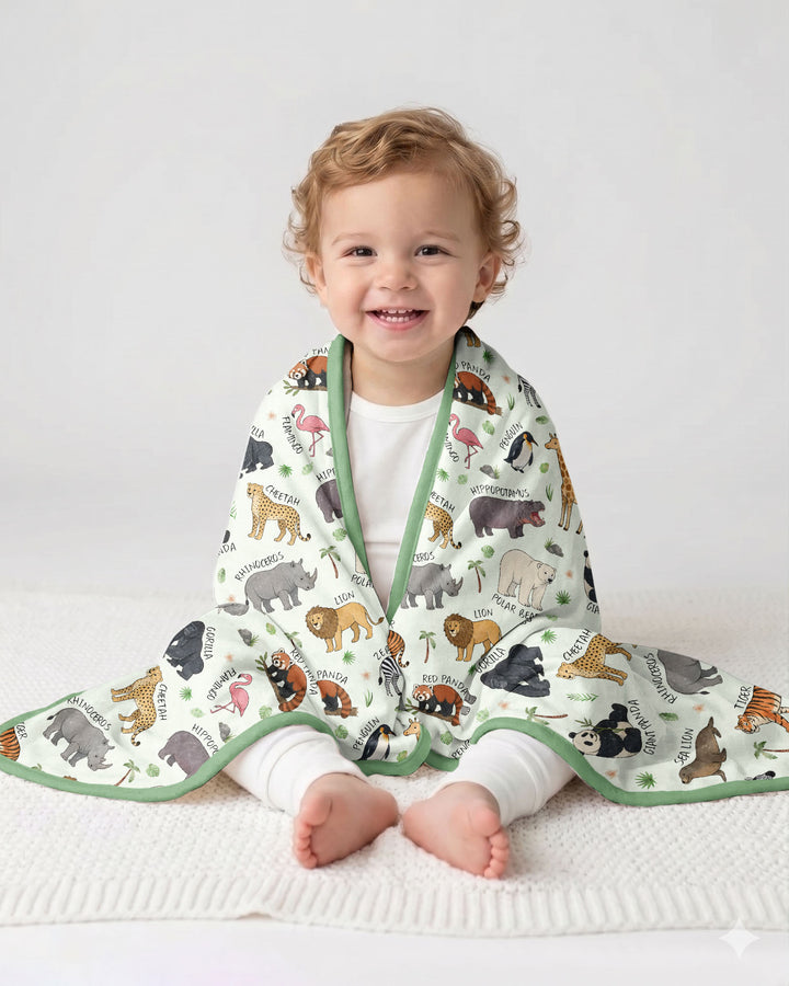 Safari Animals Bamboo Blanket