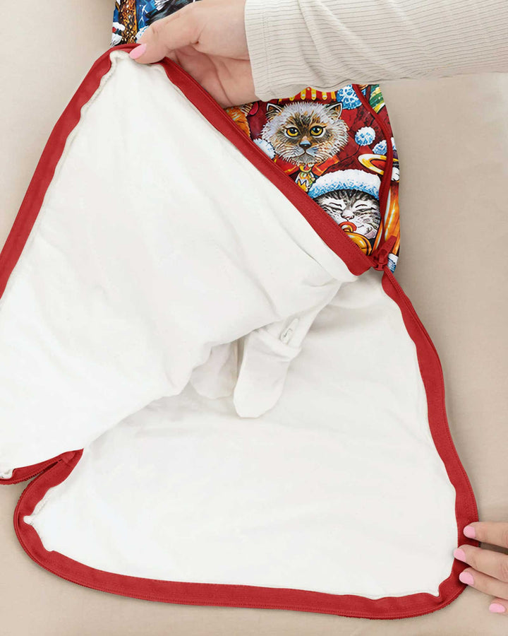 Cat Wears Noel Hat Bamboo Sleep Bag