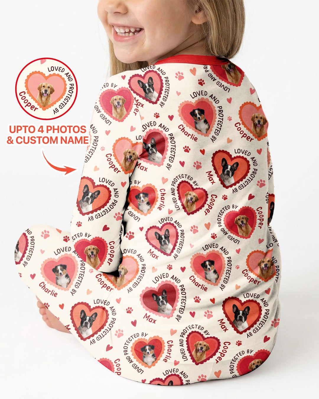 Custom Dogs Photo Loved And Protected By Bamboo Two Piece Long Sleeve Pajama Set