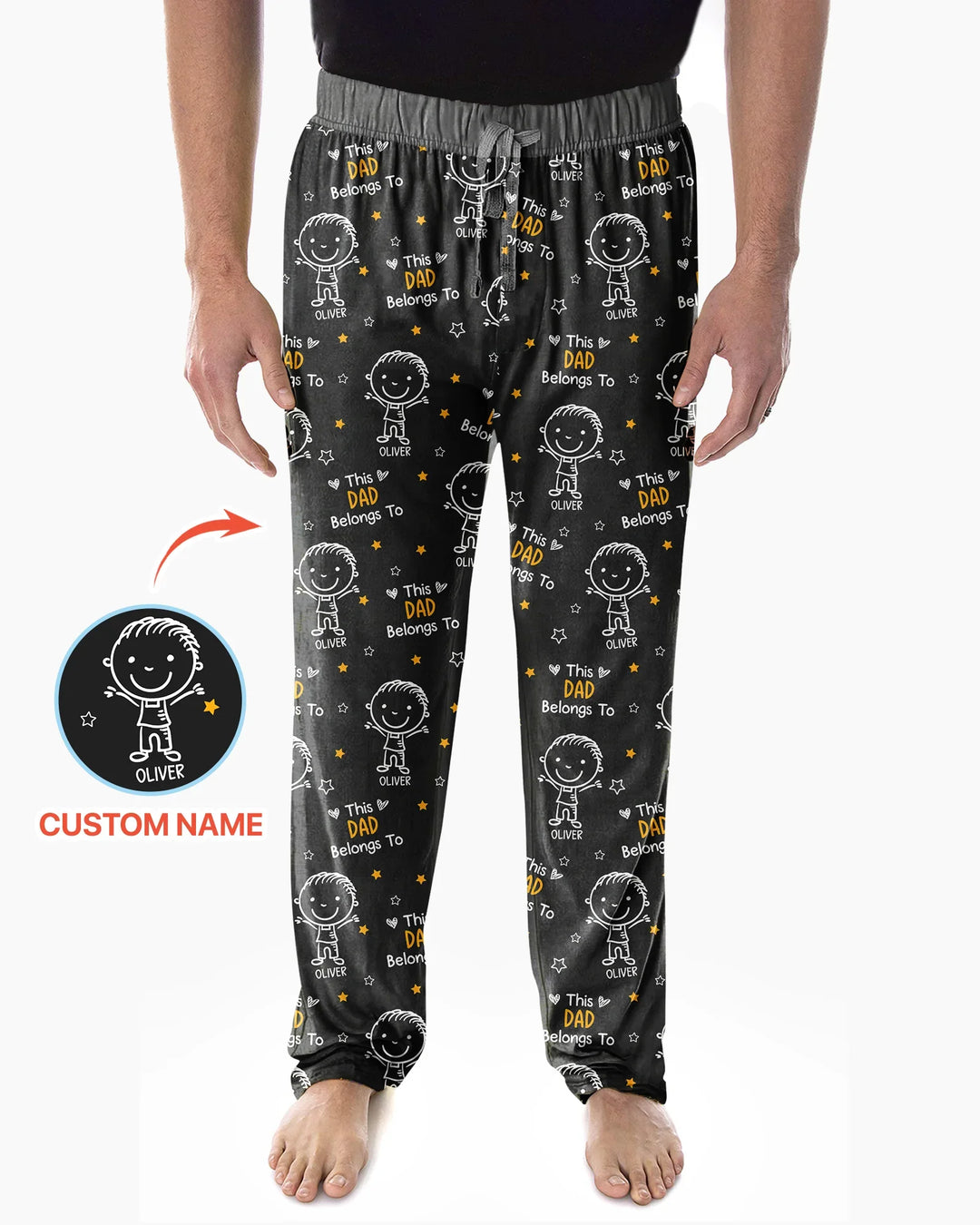 Custom Name This Dad Belongs To Doodle Bamboo Men's Pajama Set