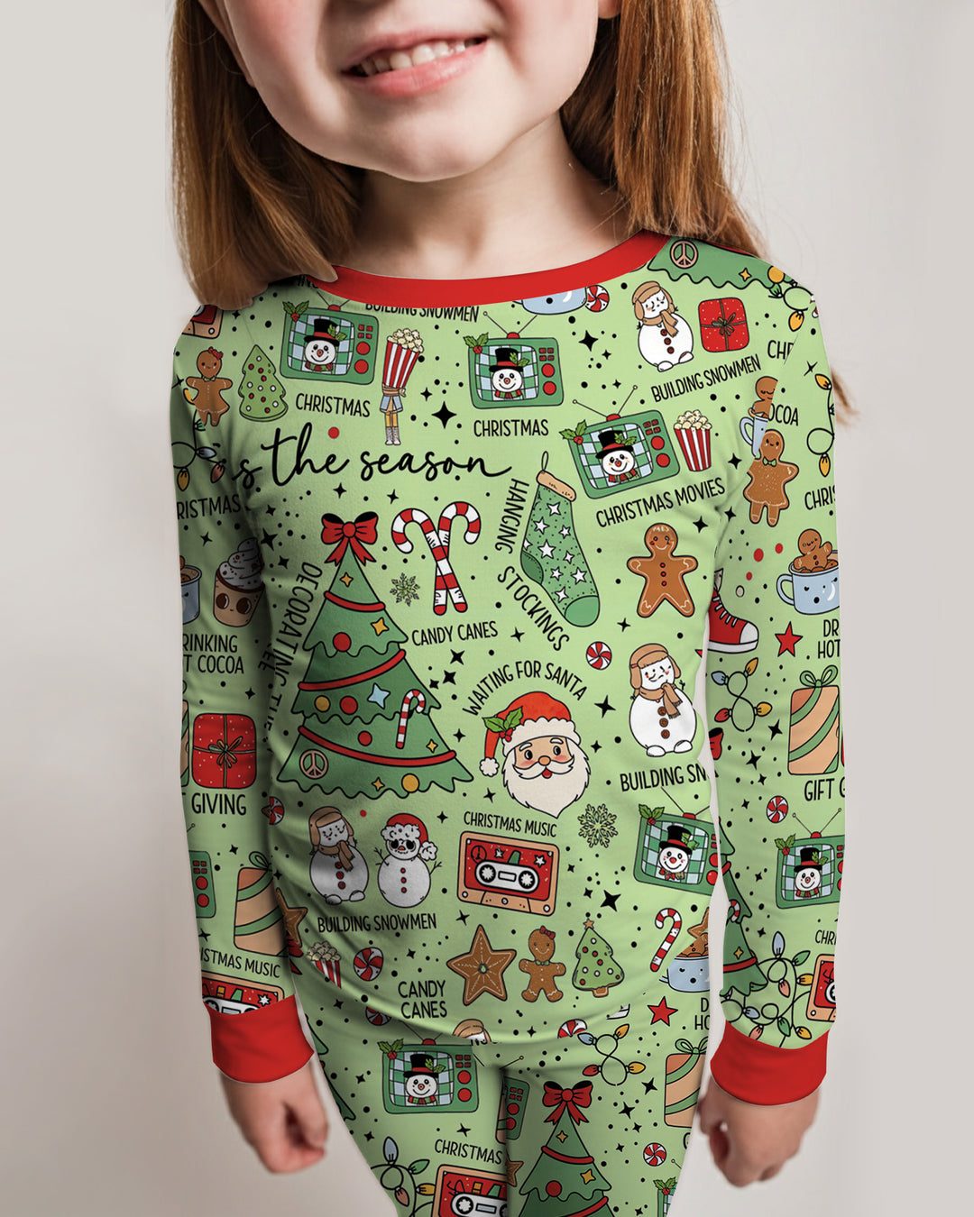 Christmas lights Bamboo Two Piece Long Sleeve Pajama Set