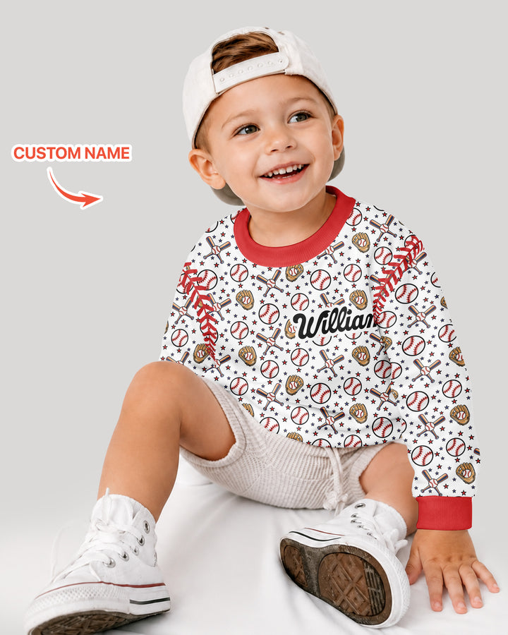 All-Star Baseball Custom Name Bamboo Crewneck Sweatshirt