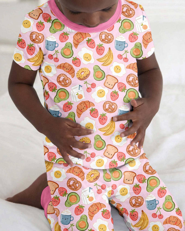 Breakfast Buddies Family Matching Bamboo Two Piece Short Sleeve Pajama Set
