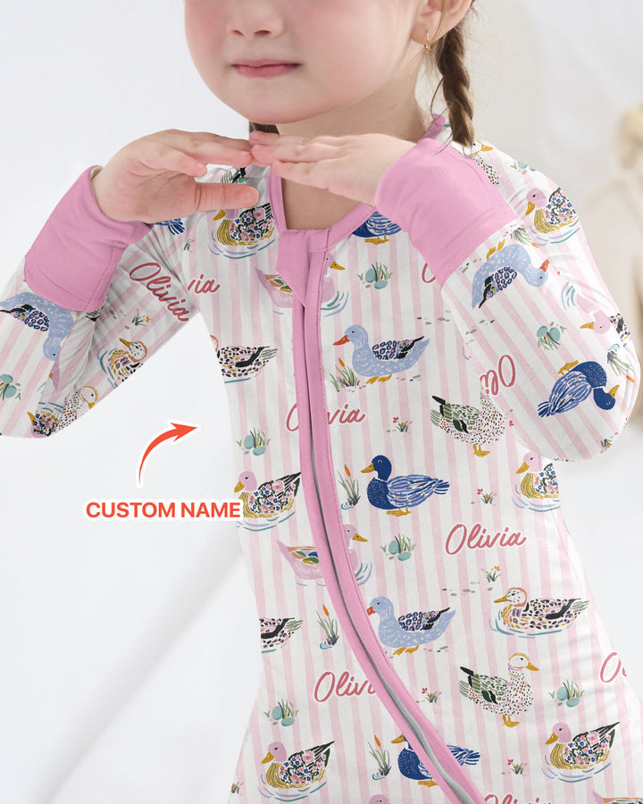 Whimsical Duck Custom Name Bamboo Convertible Zippy