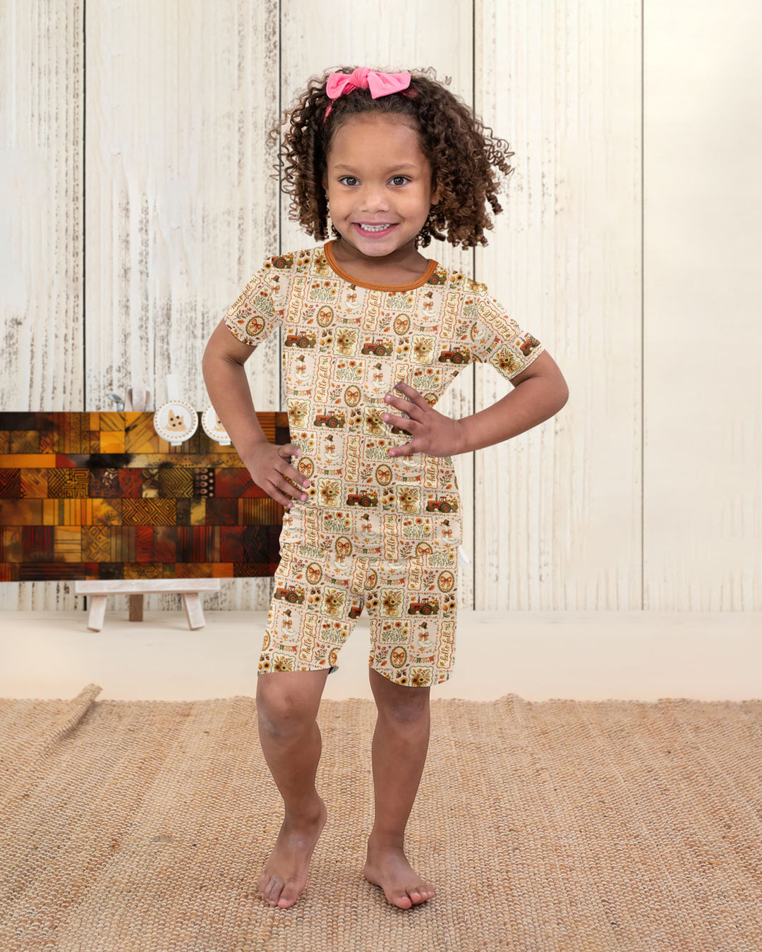 Template Bamboo Two Piece Short Sleeve Shorts Pyjamas Set