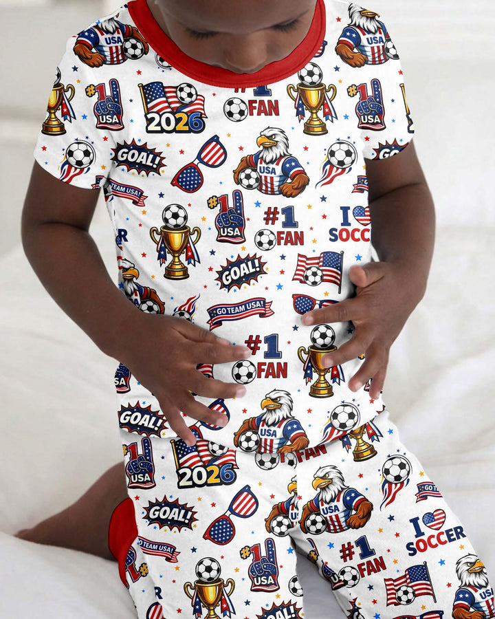 USA Soccer 2026 Party Bamboo Two Piece Short Sleeve Pajama Set