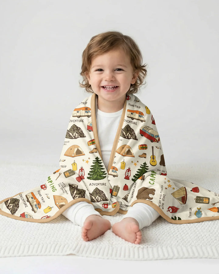 Outdoor Camping Adventure Family Matching Bamboo Blanket