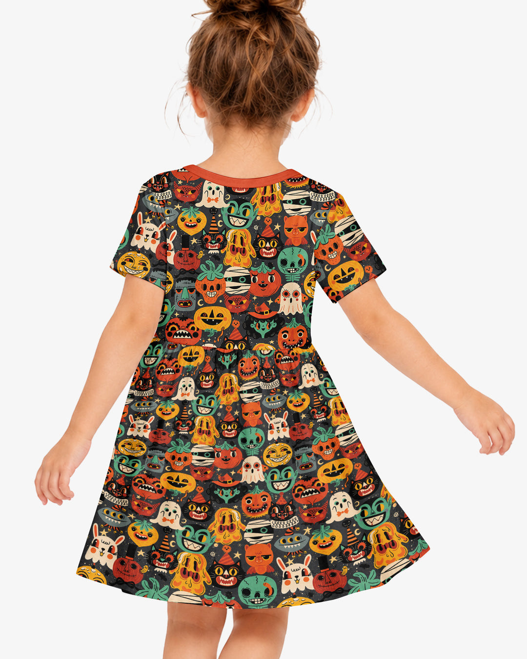 Retri Halloween Monsters Bamboo Twirl Dress