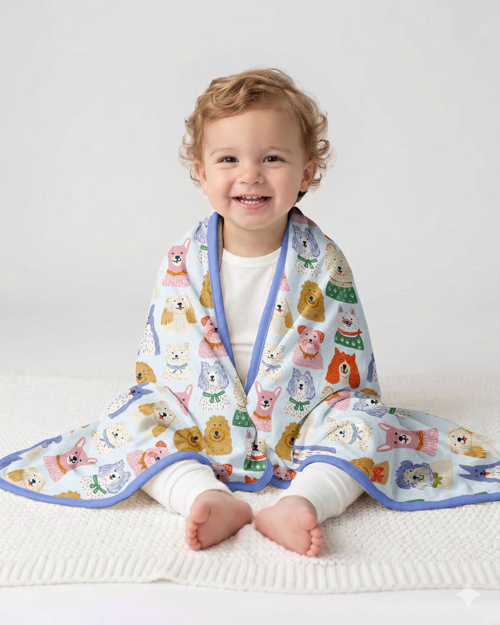 Puppy Portrait Bamboo Blanket
