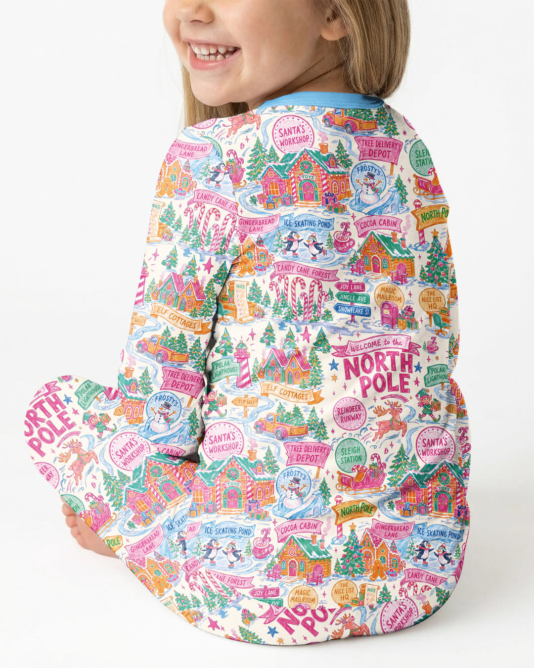 Pink North Pole Wonderland Bamboo Two Piece Long Sleeve Pajama Set