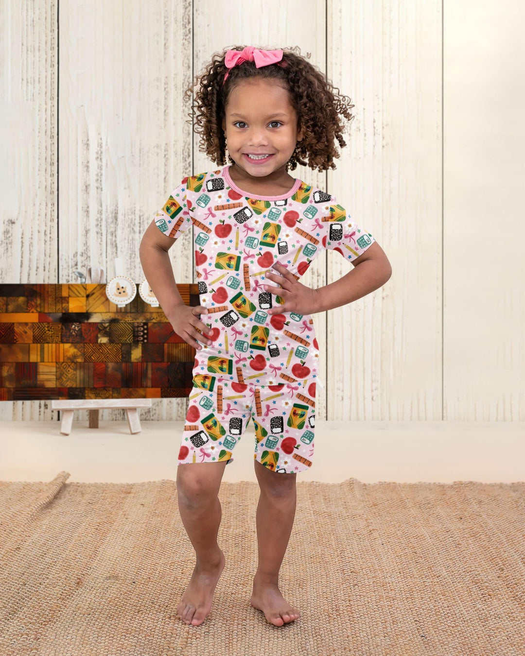 Little Learner Bamboo Two Piece Short Sleeve Shorts Pajama Set