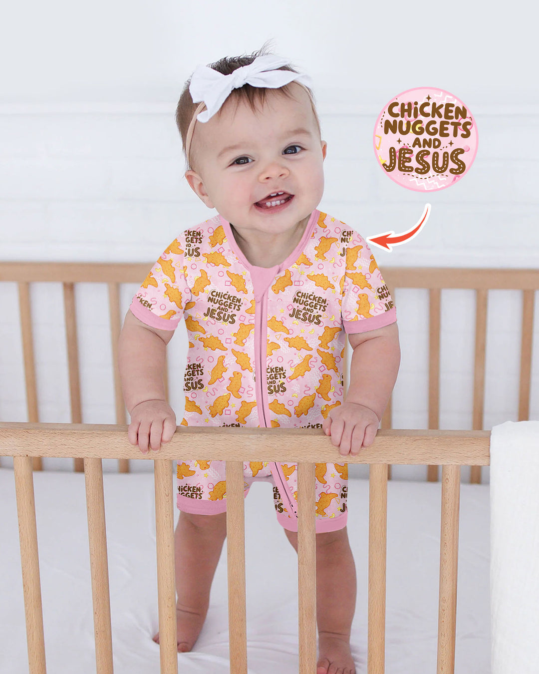Chicken Nuggets and Jesus Family Matching Bamboo Shorty Zippy