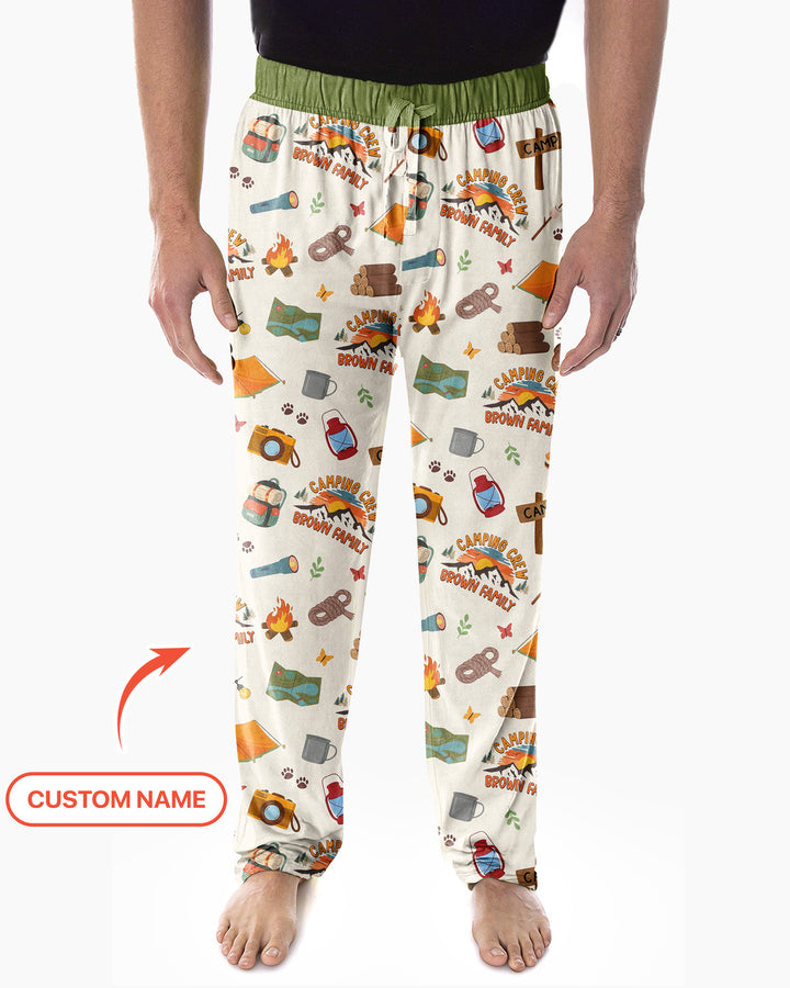 Custom Name Camping Crew Family Matching Bamboo Men's Pajama Set