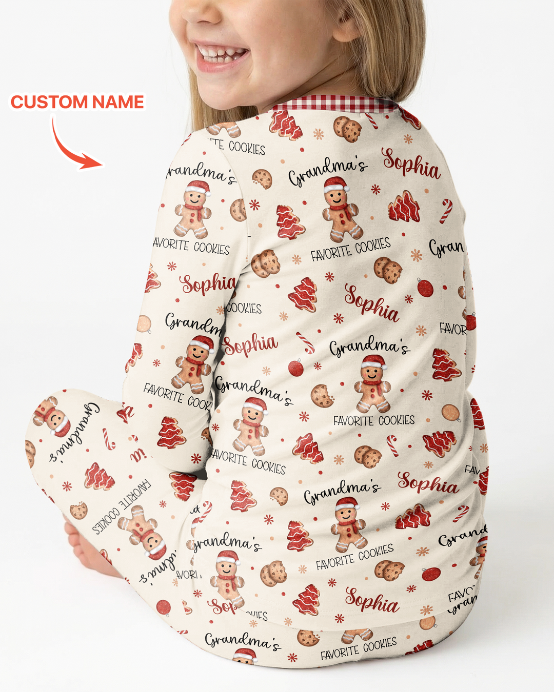 Custom Name Grandma’s Favorite Cookies Bamboo Two Piece Long Sleeve Pajama Set