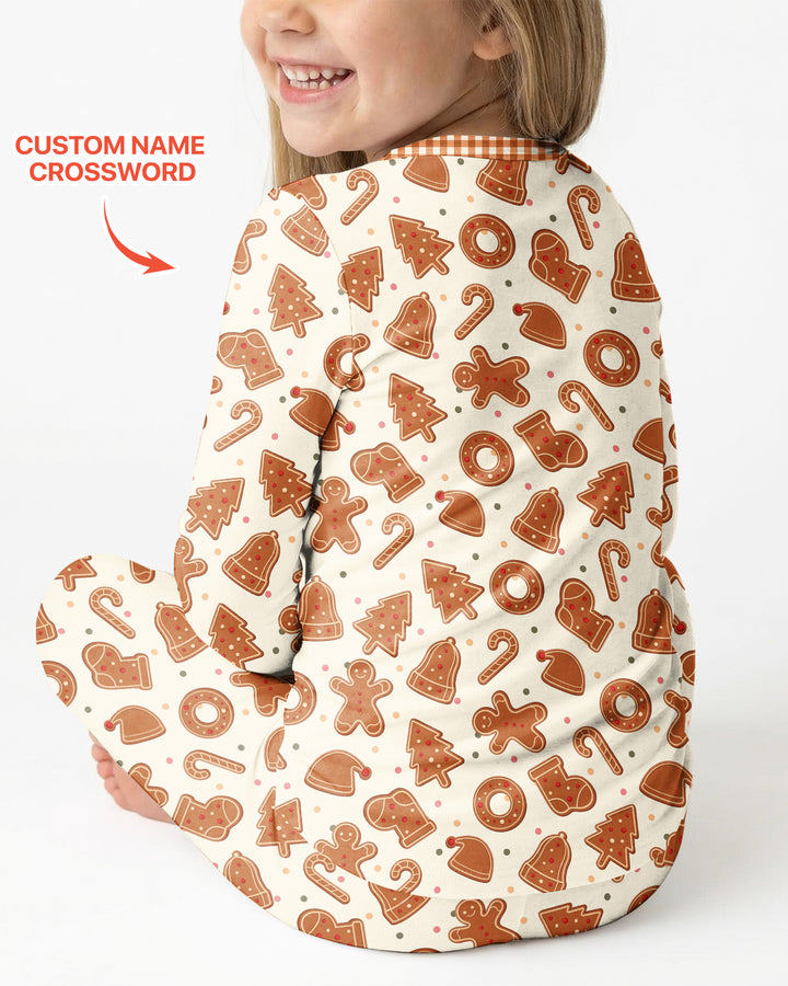 Custom Crossword Cookie Crew Bamboo Two Piece Long Sleeve Pajama Set
