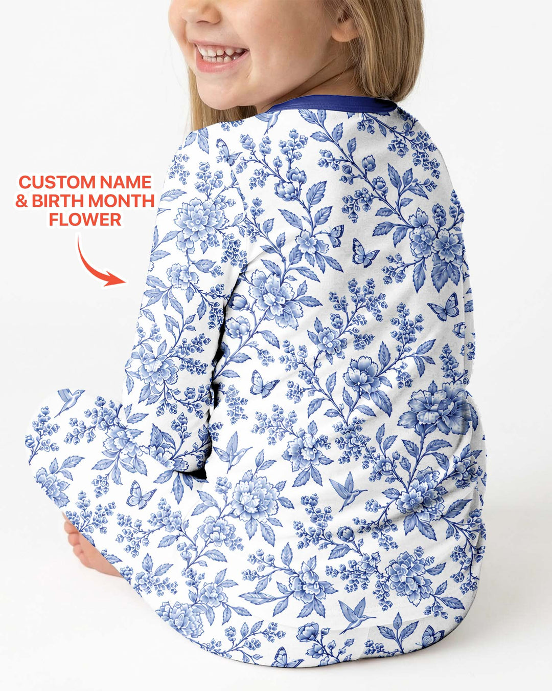 God Says I Am Letter In Bible Birth Flower Toile De Jouy  Bamboo Two Piece Long Sleeve Pajama Set