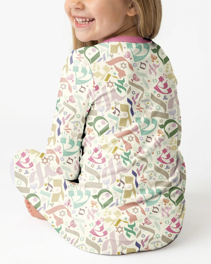 Hebrew Harmony Family Matching Bamboo Two Piece Long Sleeve Pajama Set