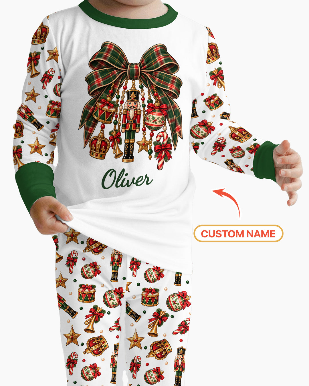 Custom Name Nutcracker The Bow Bamboo Two Piece Long Sleeve Pajama Set