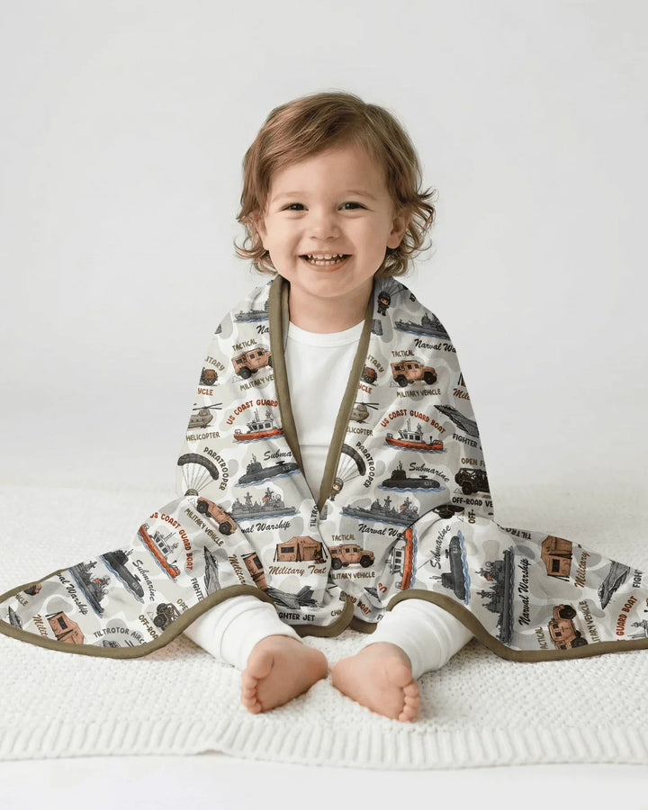 Little Hero Military Family Matching Bamboo Blanket