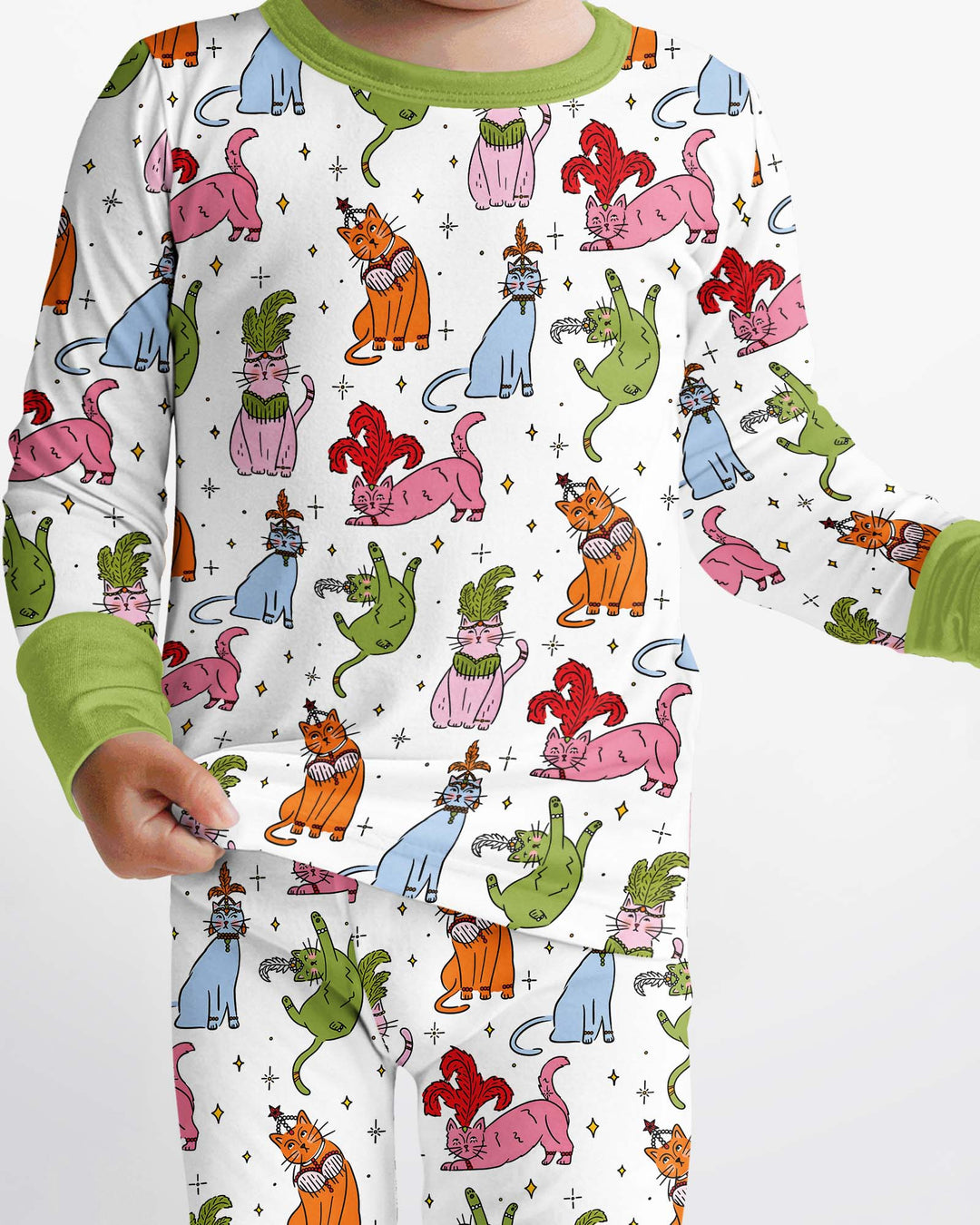 Whimsical Cats Bamboo Two Piece Long Sleeve Pajama Set