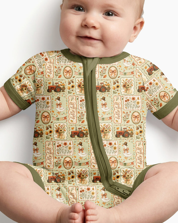 Farmhouse Fall Goose Family Matching Bamboo Shorty Zippy