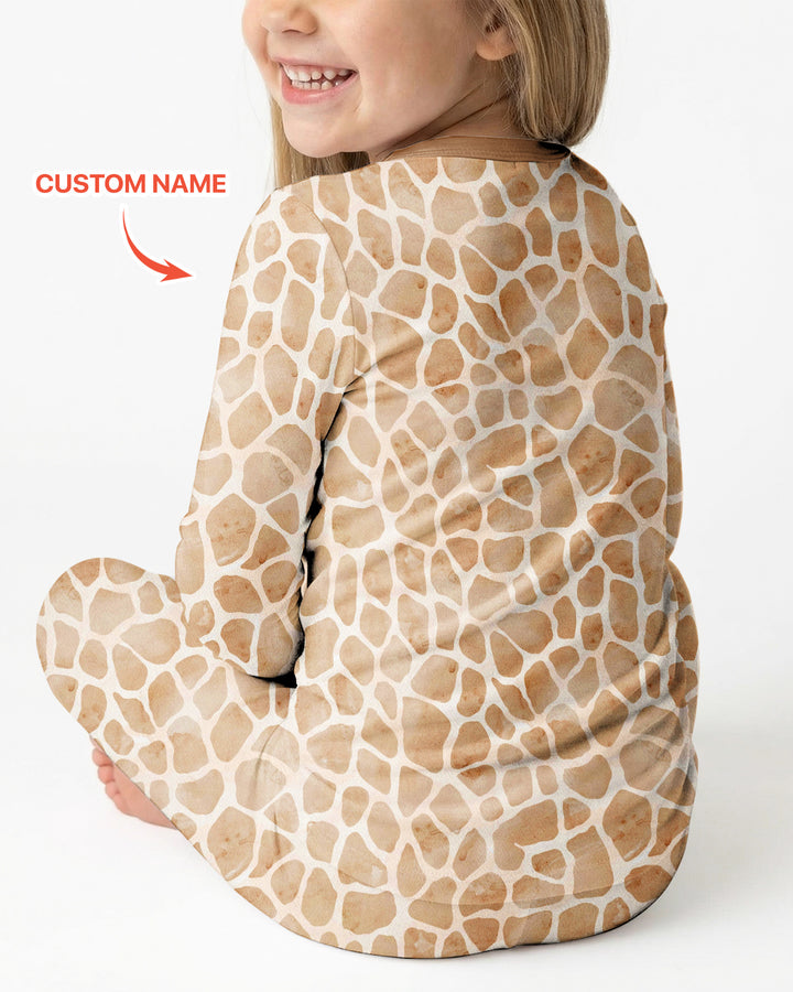 Personalized You Bet Giraffe I'm Cute Bamboo Two Piece Long Sleeve Pajama Set