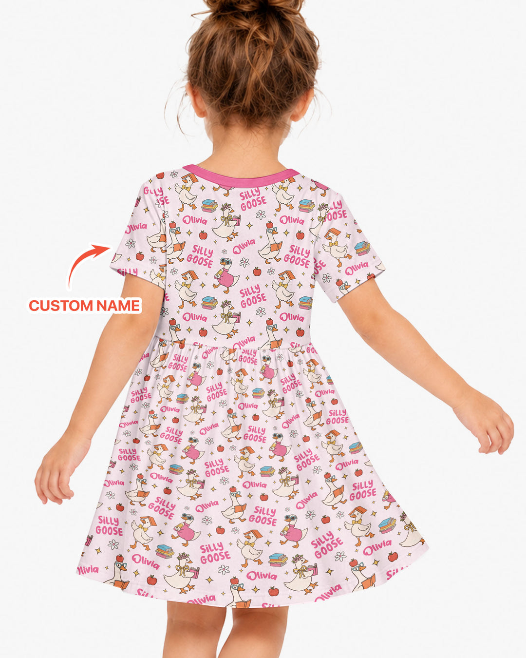 Custom Name Silly Goose Back to School Bamboo Twirl Dress