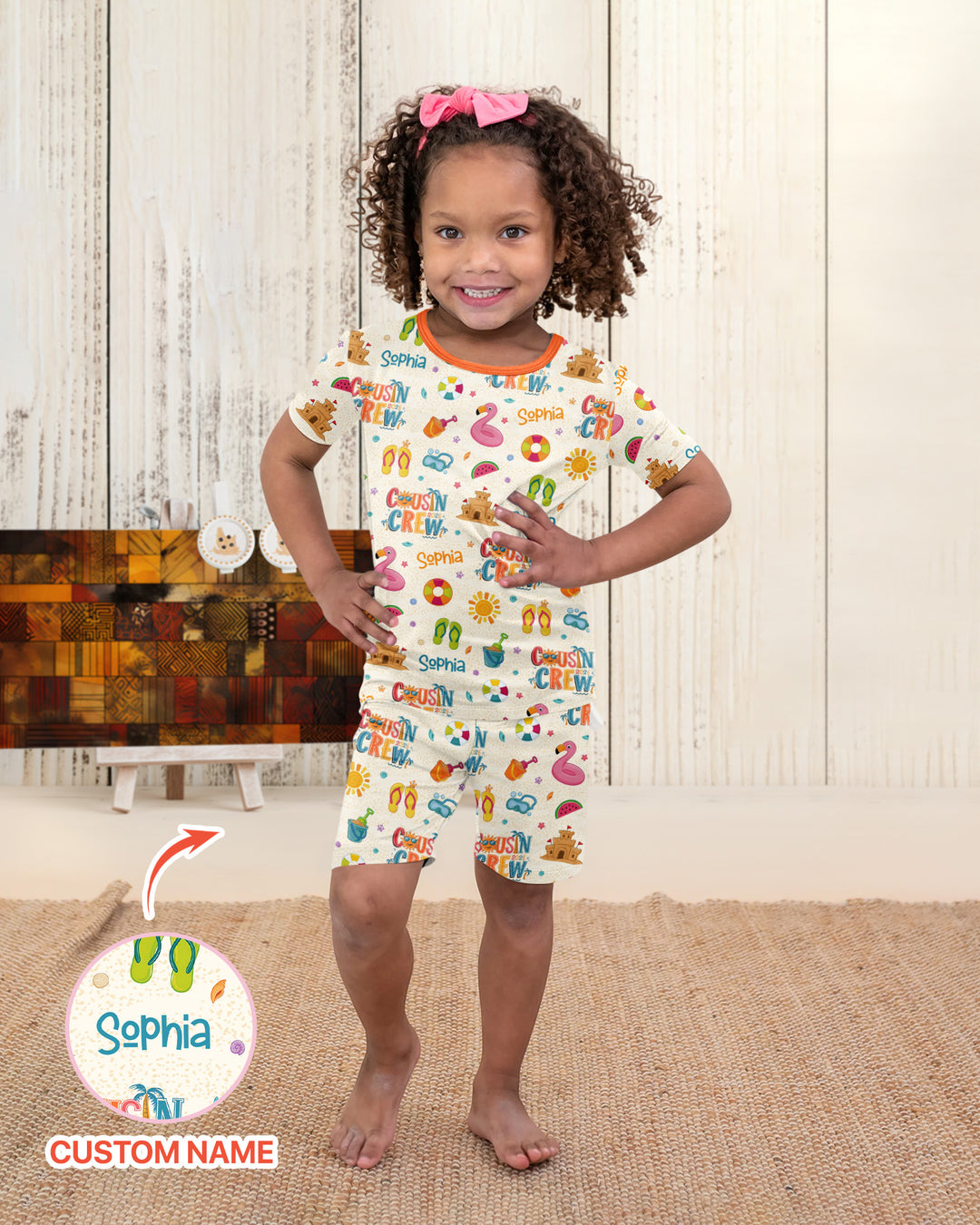 Custom Name Summer 2026 Cousin Crew Bamboo Two Piece Short Sleeve Shorts Pajama Set