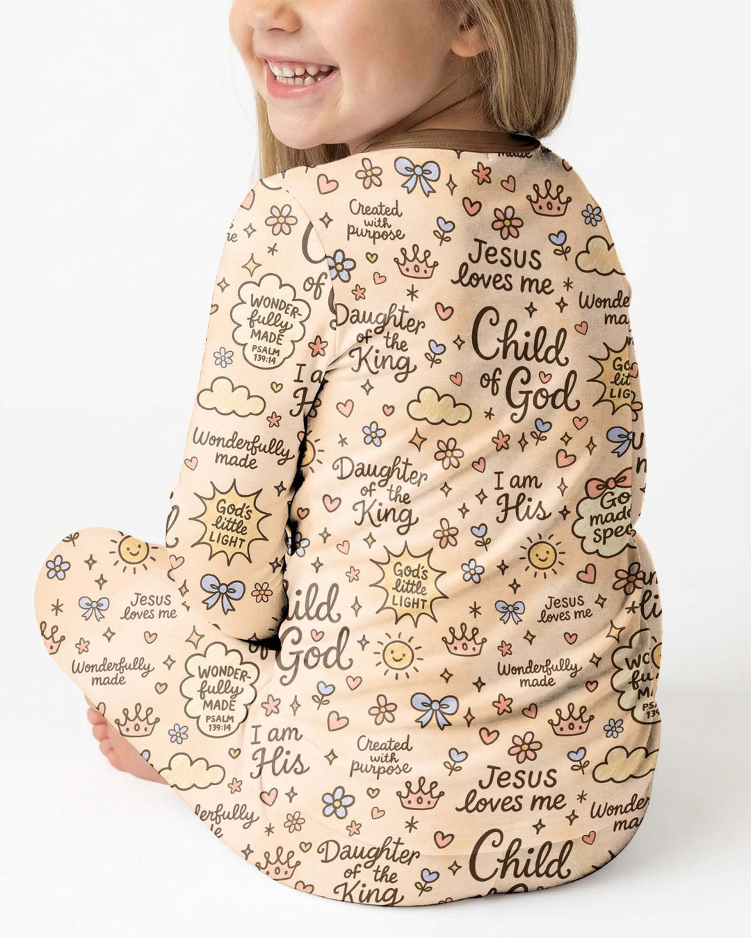Child Of God Jesus Loves Me Bamboo Two Piece Long Sleeve Pajama Set