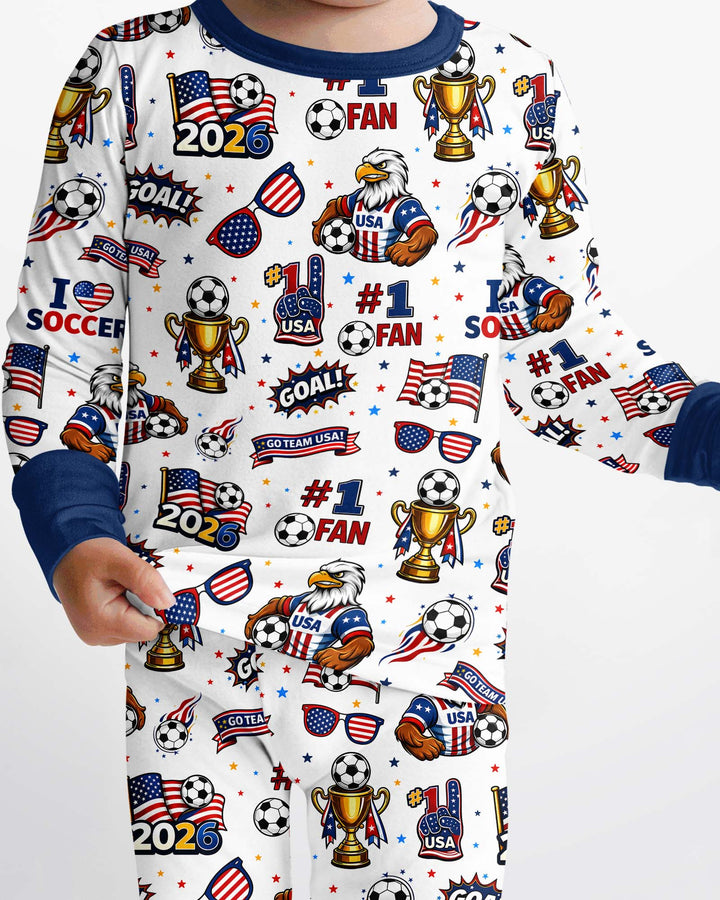 USA Soccer 2026 Party Bamboo Two Piece Long Sleeve Pajama Set