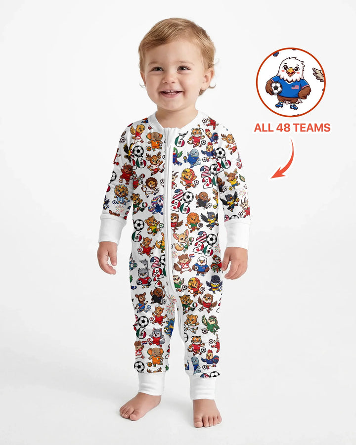 Kawaii Animals Soccer Tour 2026 Family Matching Bamboo Convertible Zippy