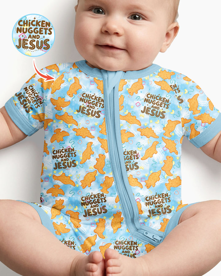 Chicken Nuggets and Jesus Family Matching Bamboo Shorty Zippy