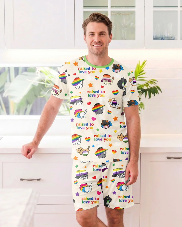 Rainbow Paws Family Matching Bamboo Men Short Sleeve Short Pajama Set