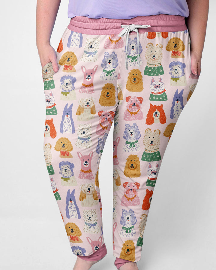 Whimsical Puppy Parade Family Matching Bamboo Women Pajama Set